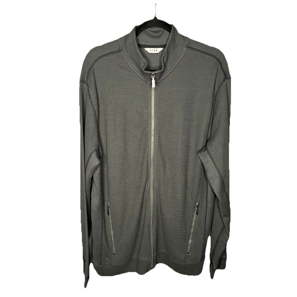 ROWN Men's Full Zipper Lightweight Sweater Size  XL  Gray 100% Cotton